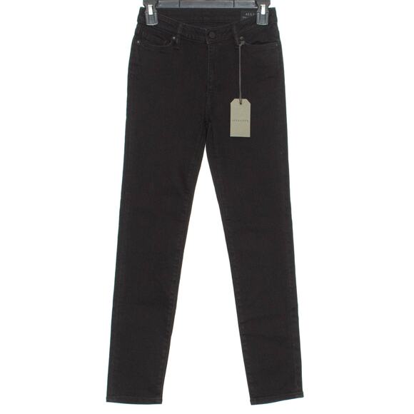 NWT AllSaints Jeans Eve Lux Ankle Minimalist Grunge Streetwear Goth Jet Black 25 - Picture 1 of 2